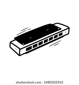 Hand Drawn Harmonica Illustration. Doodle Vector. Isolated on White Background - EPS 10 Vector