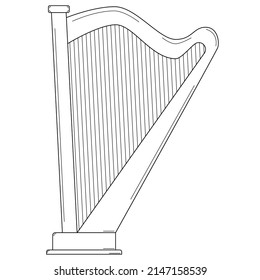 Hand Drawn Harp Stringed Plucked Musical Stock Vector (Royalty Free ...