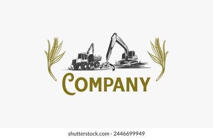 hand drawn Harvest Haulers Farming  Trucking, Harvest Contractor logo template