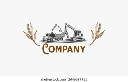 hand drawn Harvest Haulers Farming  Trucking, Harvest Contractor logo template