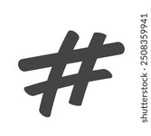 Hand drawn hashtag icon. Vector illustration