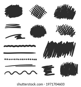 Hand drawn hatching. Abstract simple underlines by hand. Black and white illustration