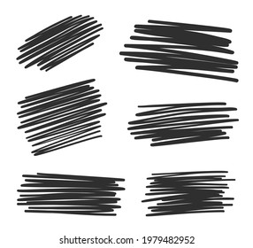 Hand drawn hatching. Abstract simple strokes by hand. Black and white illustration
