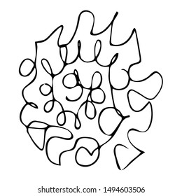 Hand drawn hatching shapes on isolated white background. Wavy twisted doodles in vector. Black and white illustrations. Abstract background  lines. Monochrome wave pattern. Black white wallpaper.