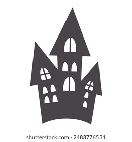 Hand drawn haunted house silhouettes for halloween celebration.