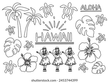 Hand drawn Hawaii line drawing illustration