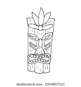hand drawn hawaiian mask, doodle style hawaiian mask. Vector illustration on white background. Isolated vector illustration