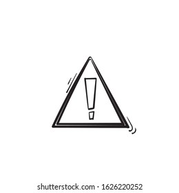 hand drawn hazard warning symbol. Warning icon and sign of danger isolated on white background for use on web design, typography, ui, app, on the road and construction.doodle