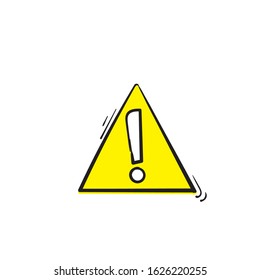 hand drawn hazard warning symbol. Warning icon and sign of danger isolated on white background for use on web design, typography, ui, app, on the road and construction.doodle