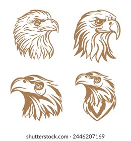 Hand drawn head eagle collection outline illustration