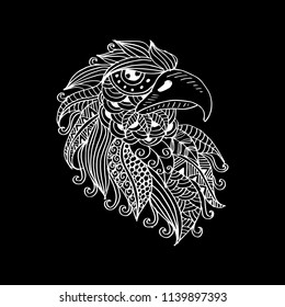 Hand Drawn head of eagle. Hand drawing illustration.