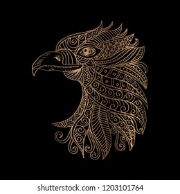 Hand Drawn head of eagle. Hand drawing illustration.