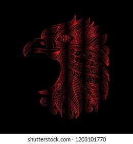 Hand Drawn head of eagle. Hand drawing illustration.