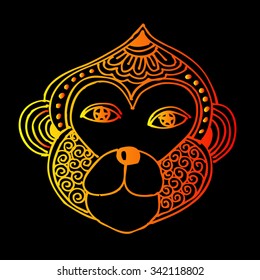 Hand drawn head of the monkey 