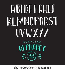 Hand drawn headline alphabet. Modern Vector brushed lettering font. Typographic design
