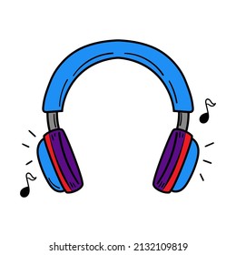 Ilustración del vector de auriculares dibujada a mano aislada en fondo blanco