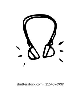 Hand Drawn headphones doodle. Sketch style icon. Decoration element. Isolated on white background. Flat design. Vector illustration.