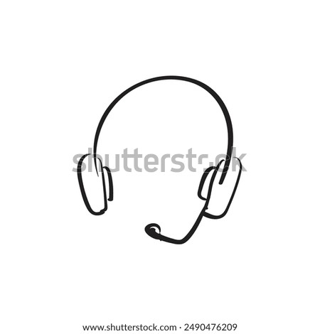 Hand drawn headphones icon. Headset doodle sketch, head phones symbol scribble design element isolated, sketchy handdrawn ink vector imitation