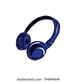 Hand drawn headphones vector illustration