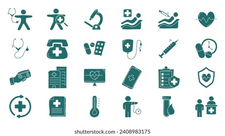 Hand drawn health checkup doodle icon collection. Health checkup icon set vector illustration.
