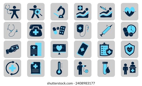 Hand drawn health checkup doodle icon collection. Health checkup icon set vector illustration.
