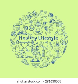 Hand drawn healthy lifestyle concept. excellent vector illustration, EPS 10