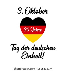 Hand me llamó la atención con la cita de "30 Jahre Deutsche Einheit" en alemán, traducida como "30 Aniversario. Día de la Unidad Alemana". Cartas para pancarta, afiche, volante, medios sociales