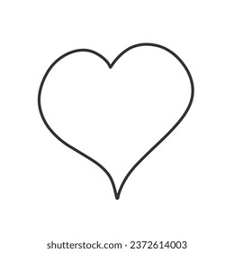 Hand drawn heart abstract silhouette isolated on white background. Love symbol. Vector illustration 