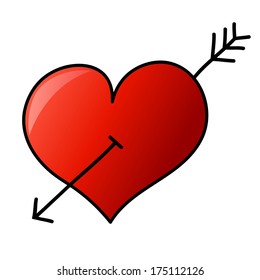 Hand drawn heart with arrow
