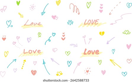 Hand drawn heart and arrow icon. Doodle heart, vector. Valentines day or love symbol.