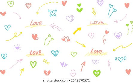 Hand drawn heart and arrow icon. Doodle heart, vector. Valentines day or love symbol.
