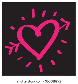 Hand drawn heart with arrows 