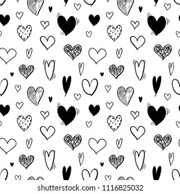 Hand Drawn Heart Background Seamless Heart Stock Vector (Royalty Free ...