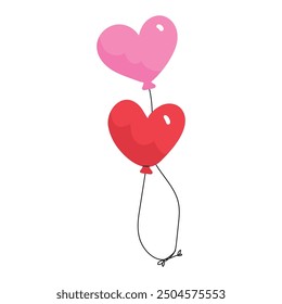 Hand drawn heart balloons on white background.