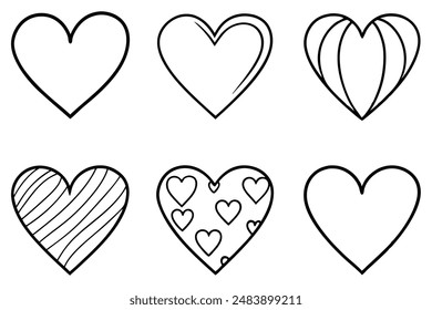 Hand Drawn Heart Beautiful Line Art Illustration