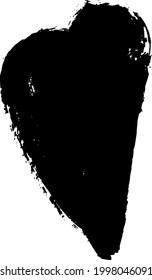 Hand drawn heart. Black brush in the shape of a heart, drops and strokes of paint, ink, splash, grunge. Abstract isolated vector