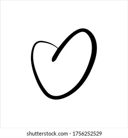 
Hand drawn heart. Black and white vector illustration. Sketch.