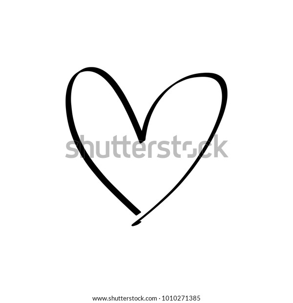 Hand Drawn Heart Brush Ink Decor Stock Vector (Royalty Free) 1010271385 ...