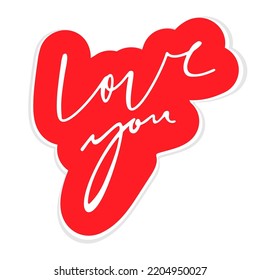 Trae el corazón con el texto de caligrafía Amar por San Valentín, boda, citas y otros eventos románticos. Ilustración del vector
