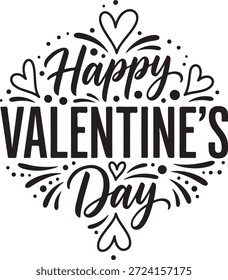 Handgezeichnetes Herz mit Kalligrafietext Happy Valentines Day auf weißem Hintergrund Liebe