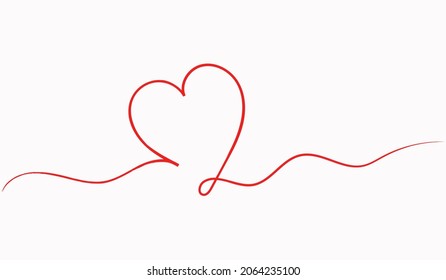 Hand drawn heart. Continuous line art drawing. Doodle vector illustration in a continuous line. Line art decorative design.