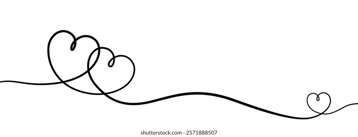 Hand drawn heart in a continuous line style. Minimalist love symbol, perfect for simple designs. Vector graphic illustration.
