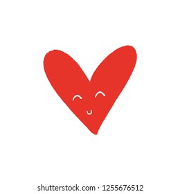 Hand drawn heart cute character sticker. Vector illustration.