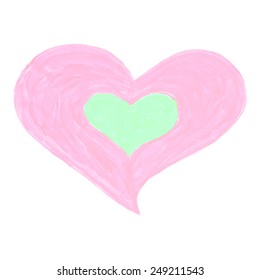 Hand drawn heart with decoration. 