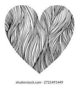 Corazón dibujado a mano. Elementos de diseño para el día de San Valentín, boda, cumpleaños. Ilustración vectorial de amor para carteles, tarjeta, postal. Imagen decorativa aislada.