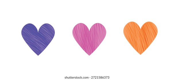 Coração puxado pela mão. Elementos de design para o dia dos namorados, casamento, aniversário. Ilustração de vetor de amor para cartazes, cartão, cartão postal. Imagem isolada decorativa.