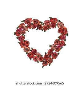 Corazón dibujado a mano. Elementos de diseño para el día de San Valentín, boda, cumpleaños. Ilustración vectorial de amor para carteles, tarjeta, postal. Imagen decorativa aislada.