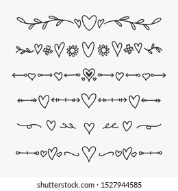 Hand Drawn Heart Dividers Vector