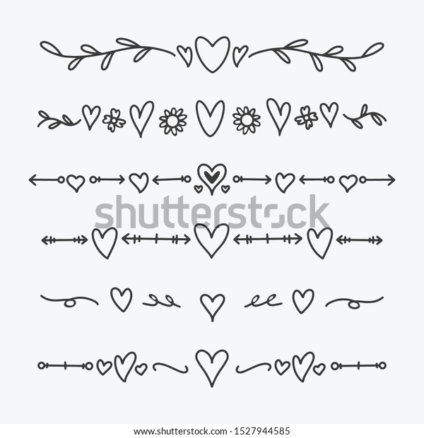 Hand Drawn Heart Dividers\
Vector