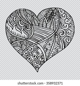 Hand drawn Heart doodle background. Vector illustration